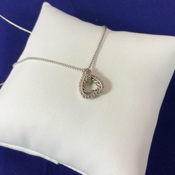 David Yurman 925 Diamond Cable Heart Necklace - Picture 6 of 7